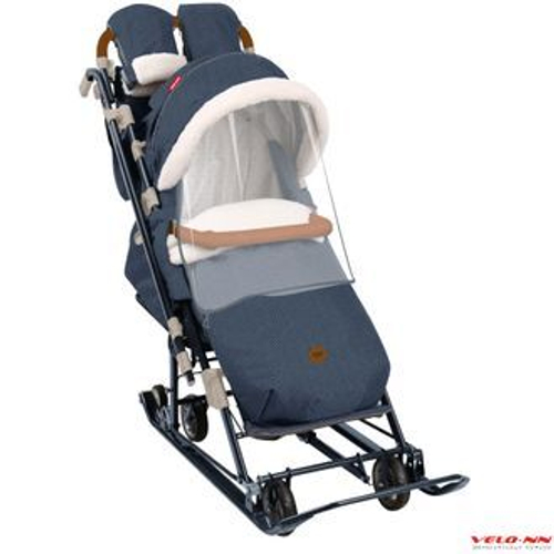 Санки-коляска Ника НД7-8К/1 В ёлочку синий