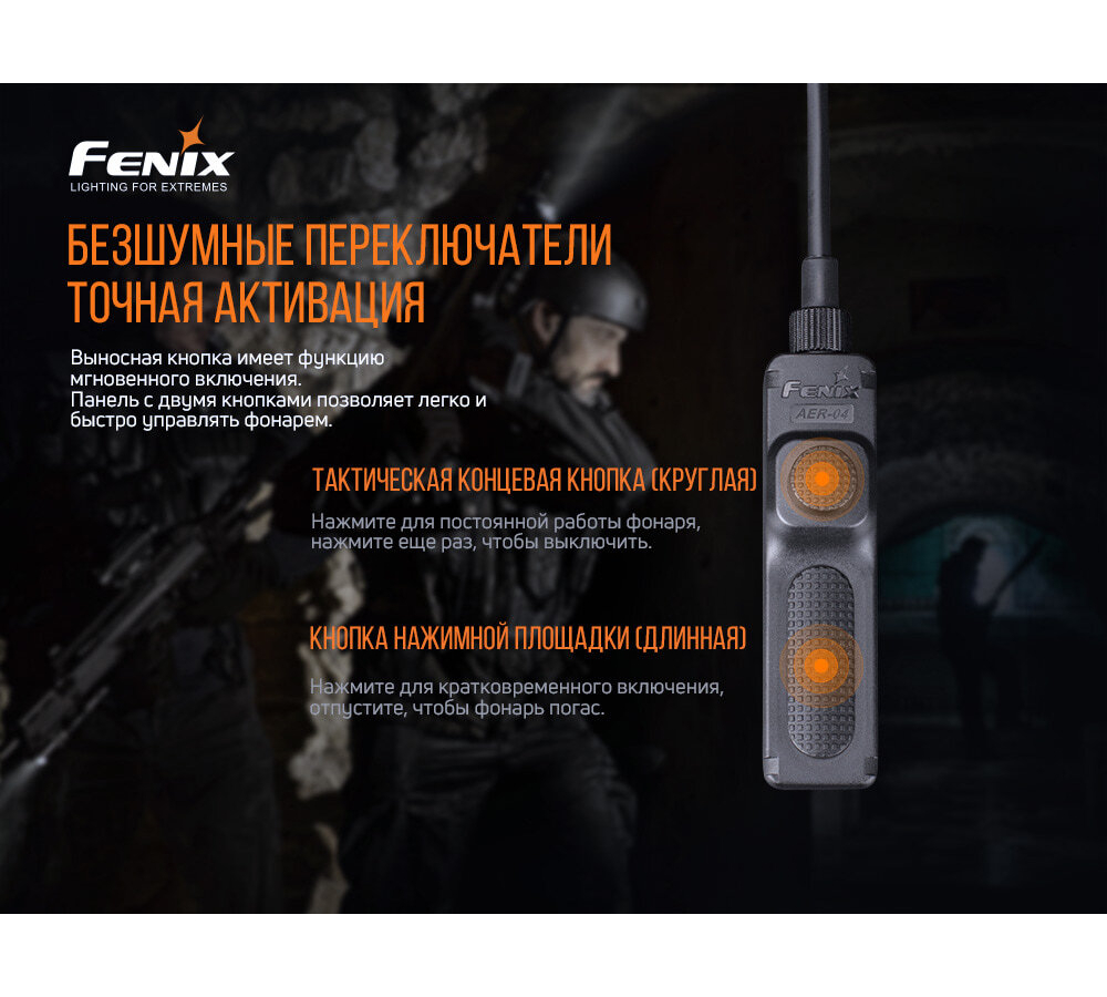 Выносная тактическая кнопка Fenix AER-04 для след фонарей HT18/ TK22 UE/ TK30/ TK22 V2.0