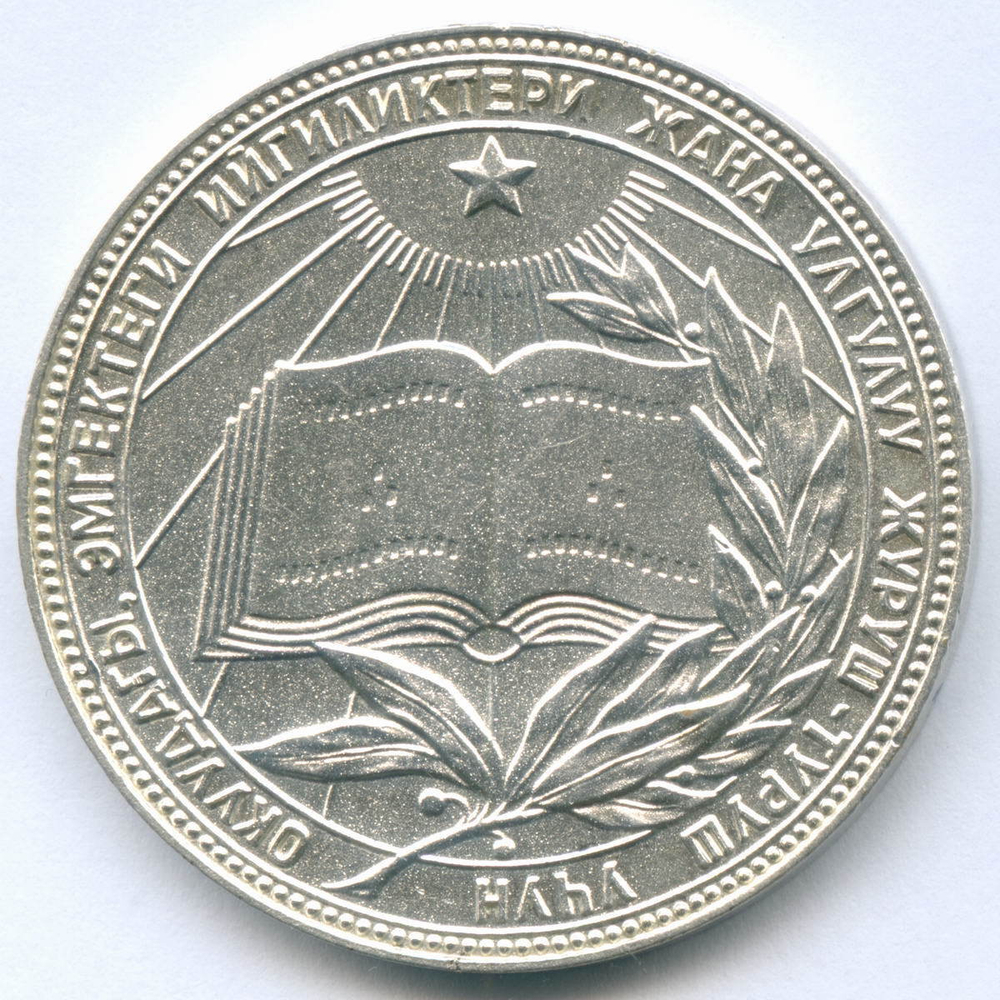 Школьная медаль Киргизской ССР 1985 год. XF-AU