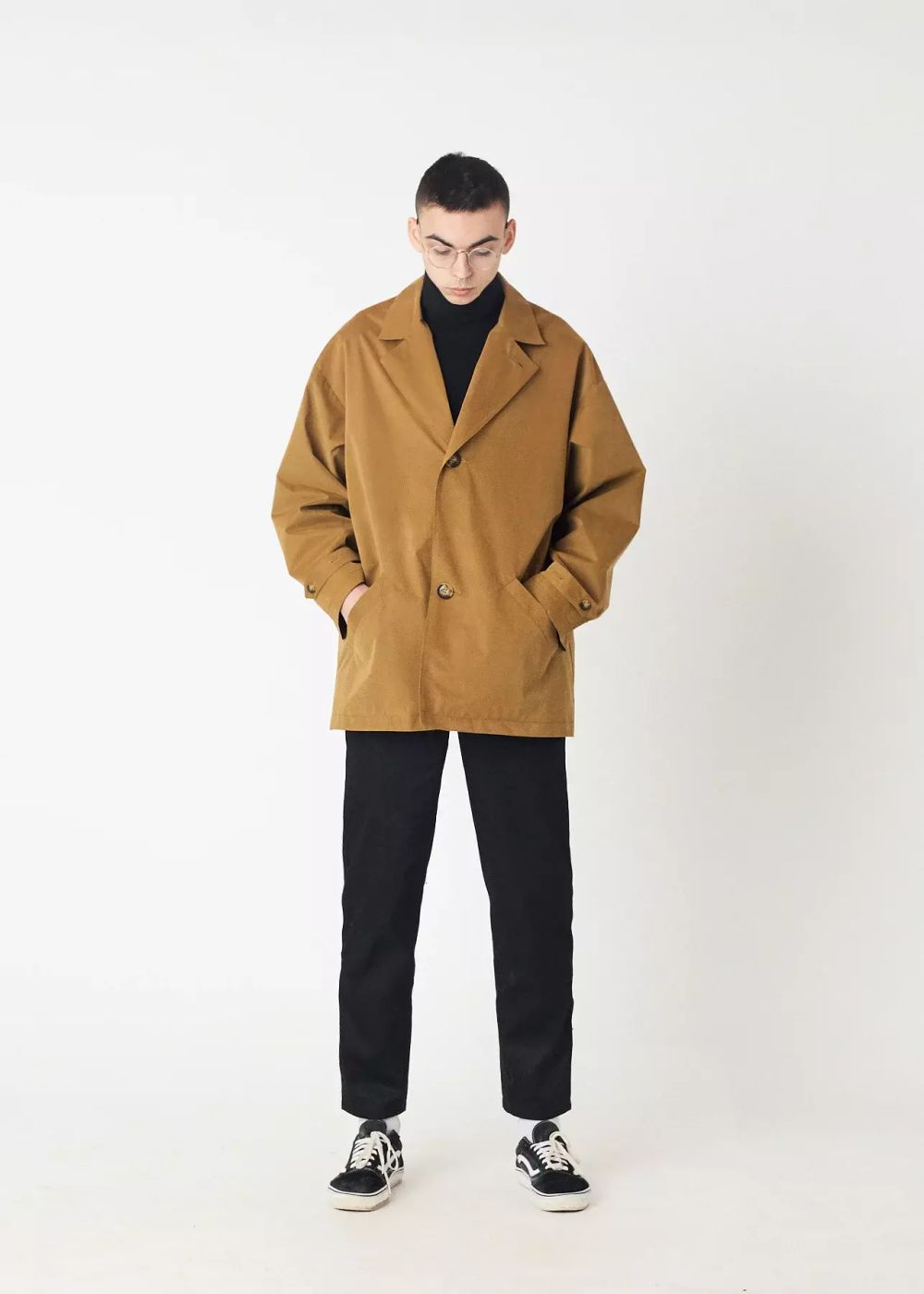 Плащ FOS Мужской Короткий Песочный