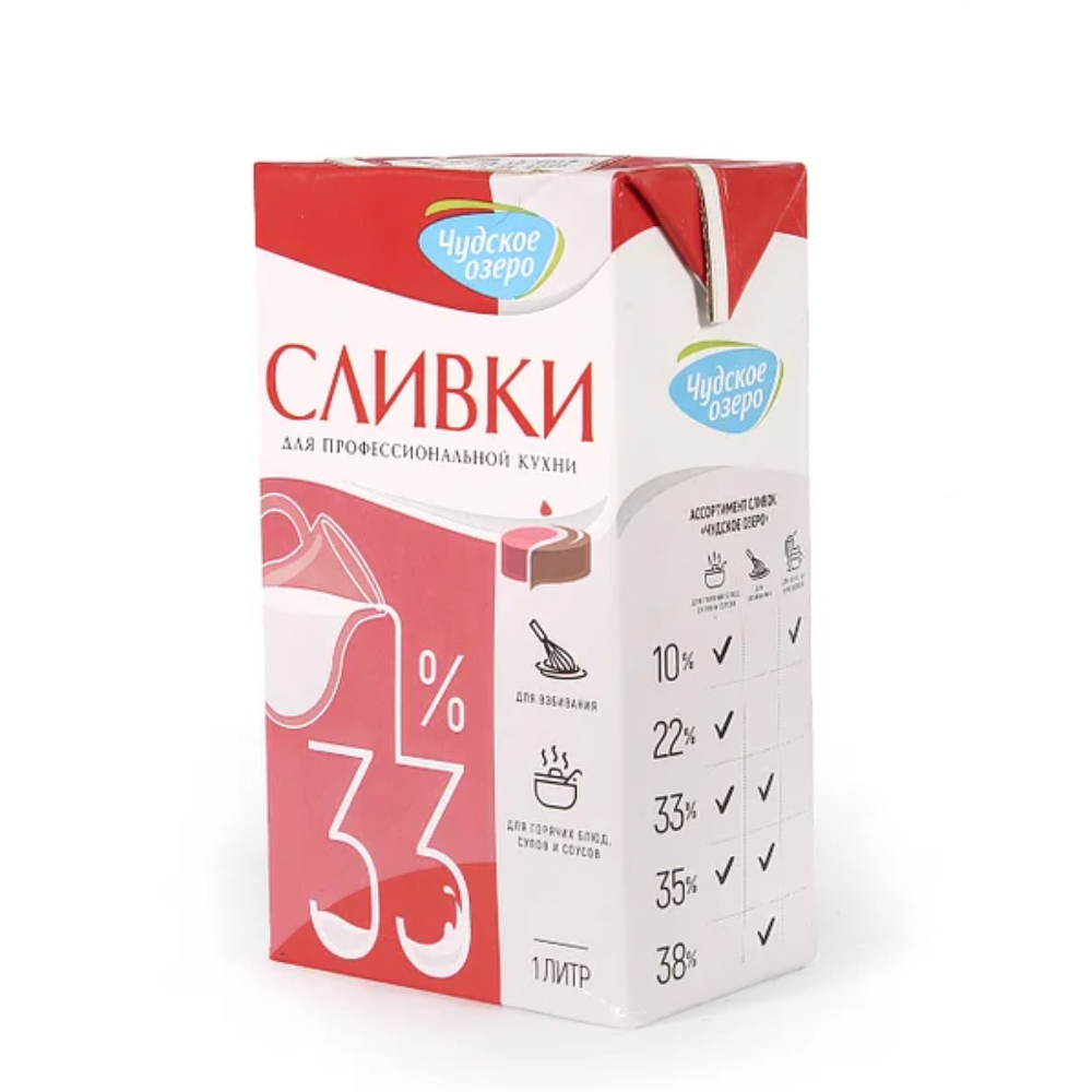 Сливки Чудское Озеро 33% 1 л