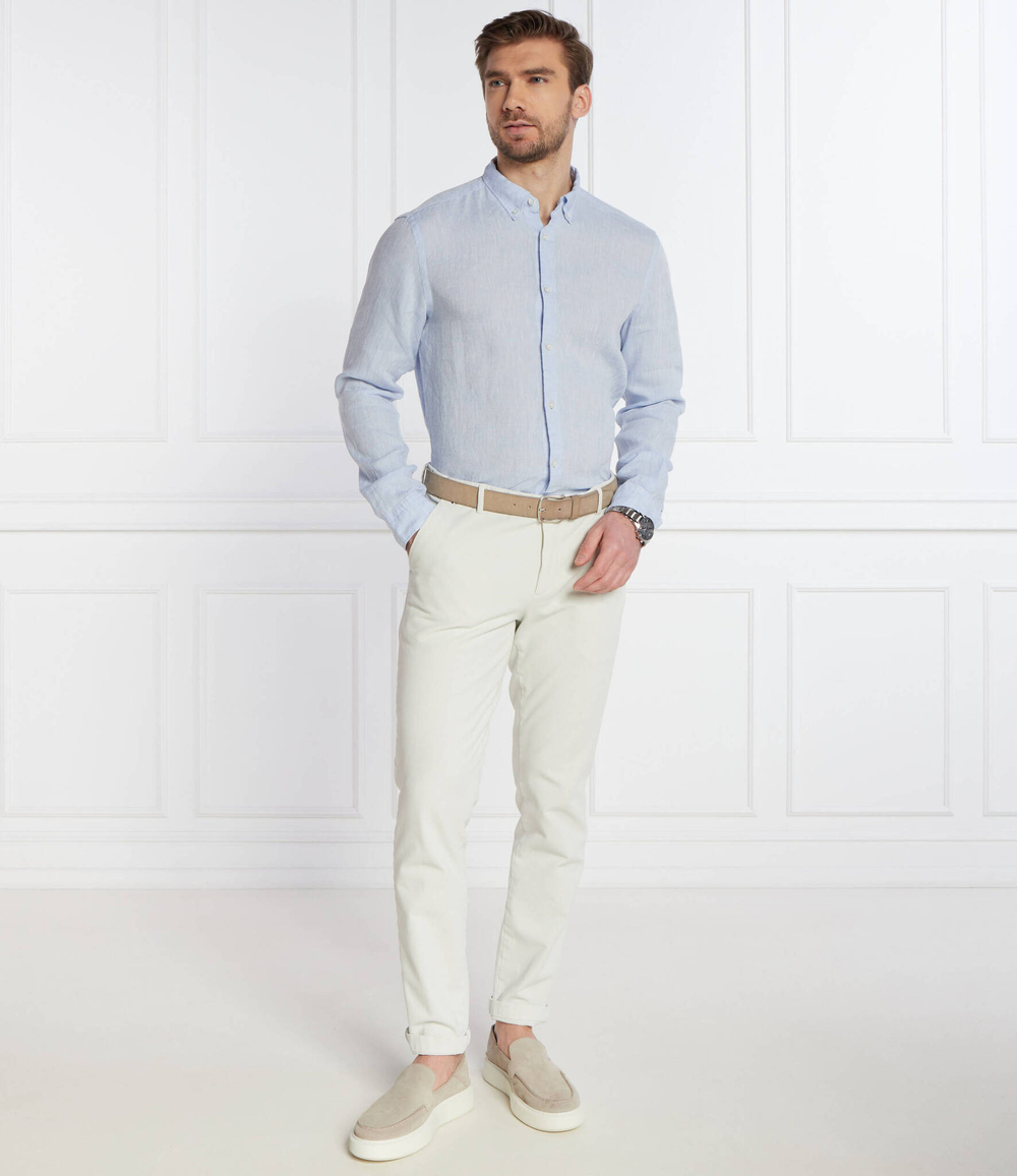 Льняная рубашка S-LIAM BOSS BLACK - голубой(50513849)