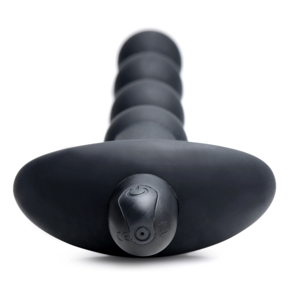 Черные анальные бусы с вибрацией и пультом ДУ 28X Remote Control Vibrating Silicone Anal Beads - 19 см.