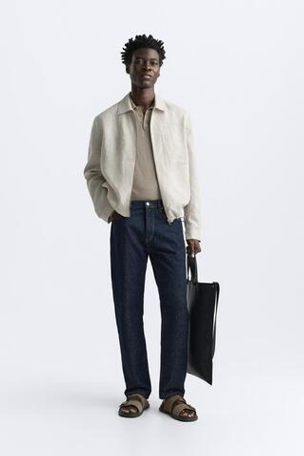 ZARA КУРТКА ИЗ 100% ЛЬНА, СВЕТЛО-БЕЖЕВЫЙ