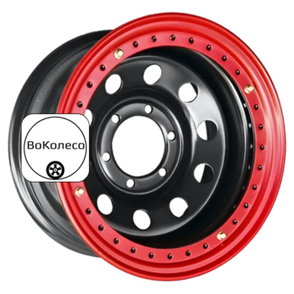 8x16/6x139,7 ET-19 D110 Тойота Ниссан с бедлоком (красный) Черный Off-Road Wheels