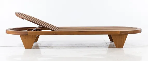 Шезлонг Spain, массив ироко, голубой матрас