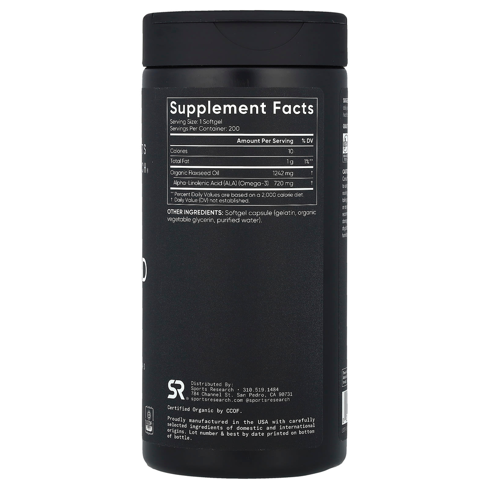 Sports Research, Льняное масло, 200 мягких таблеток