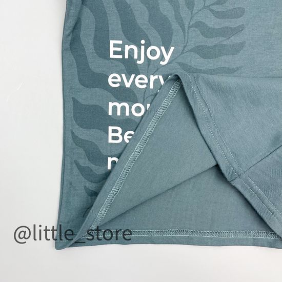 Футболка хлопковая "One love" Серо-зеленая