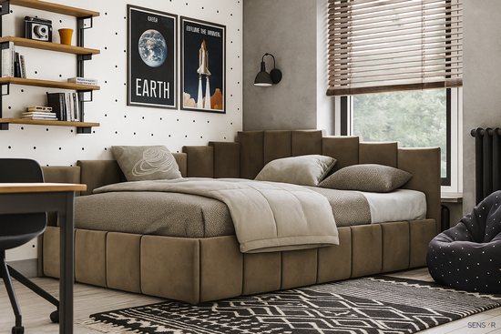 Кровать угловая Денди kids - спинка лесенка