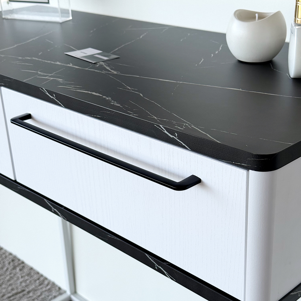 Туалетный столик консоль ROYAL 5211 эко (Мрамор Неро-Белый-р.черная)