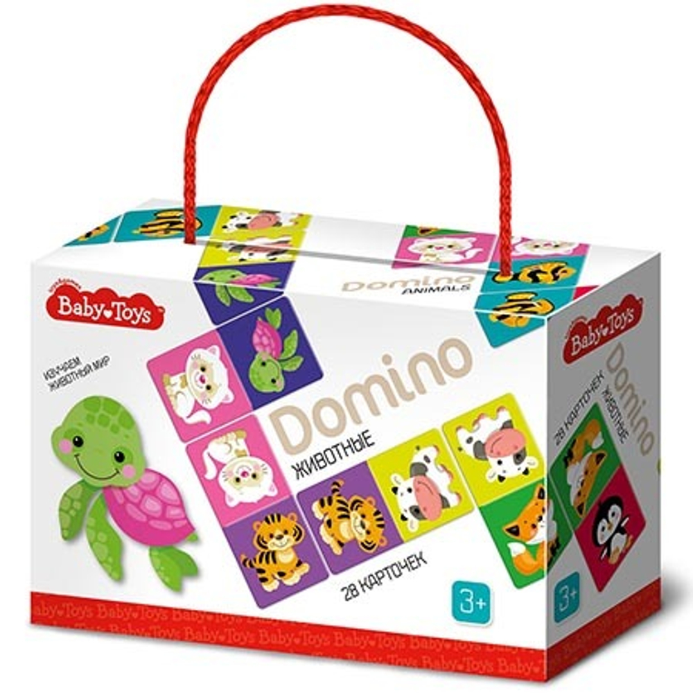 Игра настольная " Десятое королевство " Домино Вaby Toys Животные, состав: картонные карточки 28шт, картонная упаковка, от 3лет