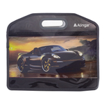 Папка с ручками 1 отделение, А4 300х365х115мм, Alingar, пластик, прорезная ручка, молния сверху, "Черное авто"