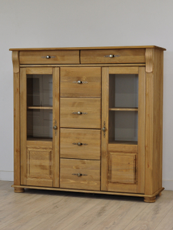 Комод, 128х42х125, Susanna, для одежды и игрушек, в кухню, сервант для посуды, из массива дерева, бейц, MAKOSA
