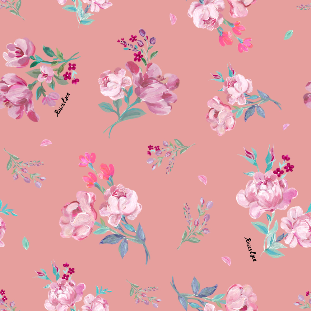 Flora, брошь - цветок светло-розовая с мелкими сиреневыми цветами