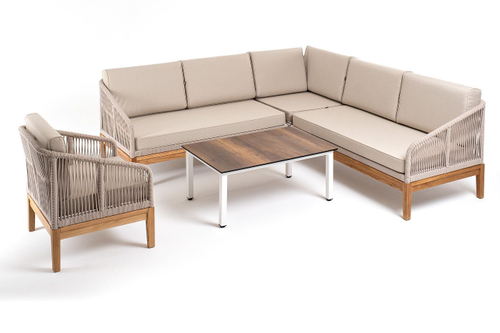 Канны модульная угловая лаунж-зона из роупа (веревки), основание дуб