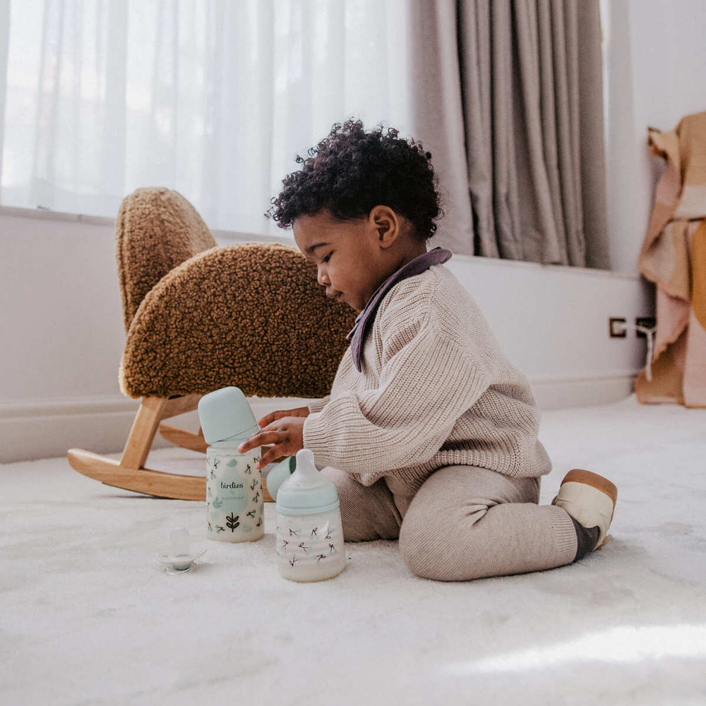 Бутылочка для кормления Suavinex Birdies 270 мл, голубая, 3 мес+