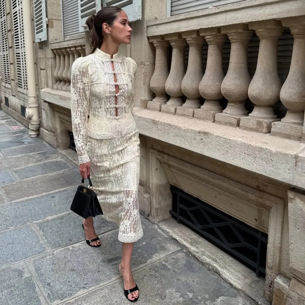 Жакет из кружева молочный