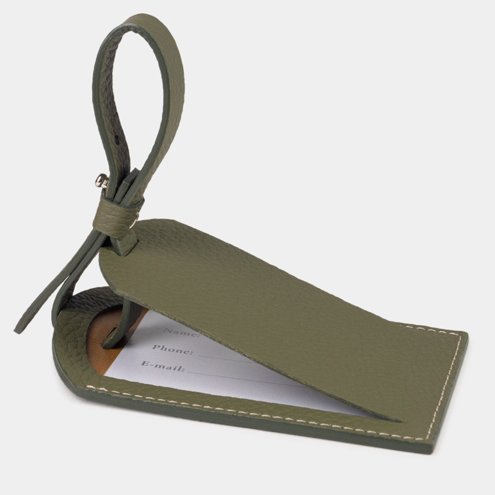 Багажная бирка из кожи теленка, зеленого цвета