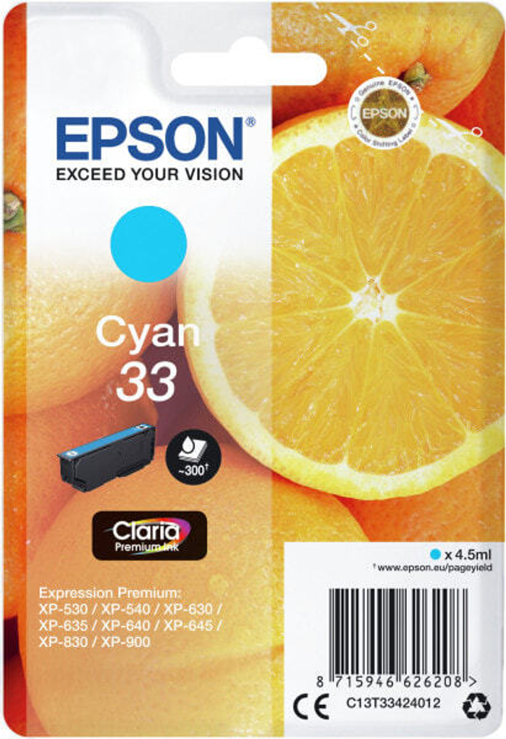 Картридж струйный голубой 1 шт Epson C13T33424022