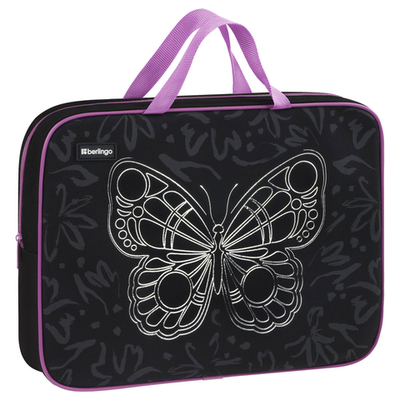 Папка текстильная с ручками 1 отделение, А4 Berlingo "Butterfly Effect", 350*265*80мм, текстиль, на молнии