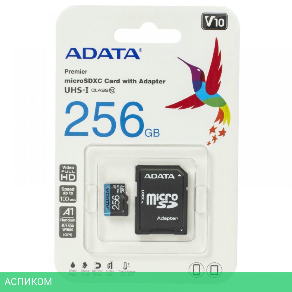 Карта памяти A-Data Premier 256GB (AUSDX256GUICL10A1-RA1)