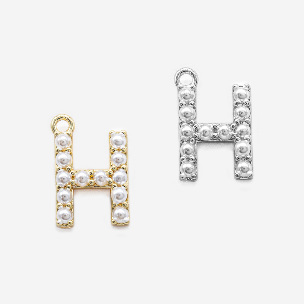 Подвеска с жемчугом в форме буквы "H", 14*9,2мм