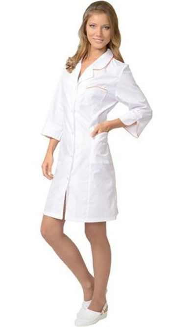 Халат "ЖАСМИН" женский белый с оранжевым