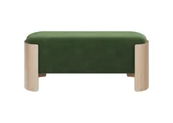 Банкетка Lagom 100 см (зелено-голубой FiberGuard, натуральный дуб)