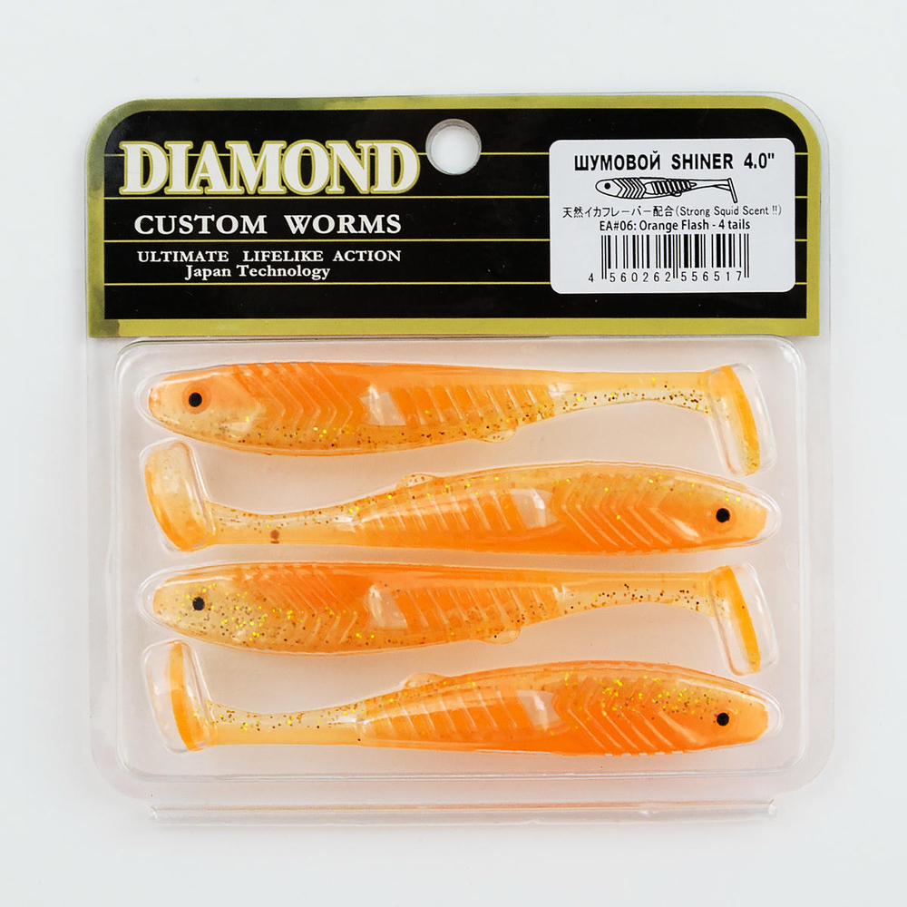 Виброхвост шумовой DIAMOND SHINER 4" (4шт/уп)