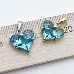 Подвеска Сердце, цвет золото+голубой, размер 14*14 мм, цена за 1 шт