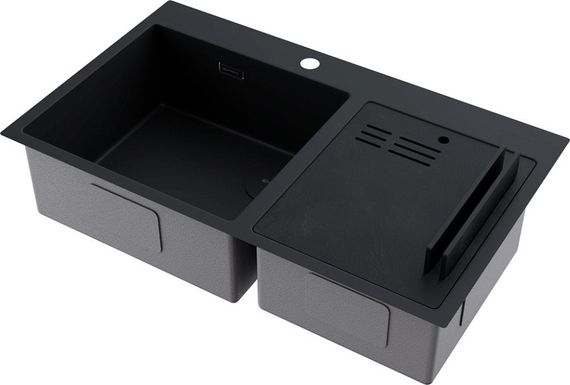 Мойка Omoikiri Akisame 86-2-GB Side нерж.сталь/графит(арт.4997047)