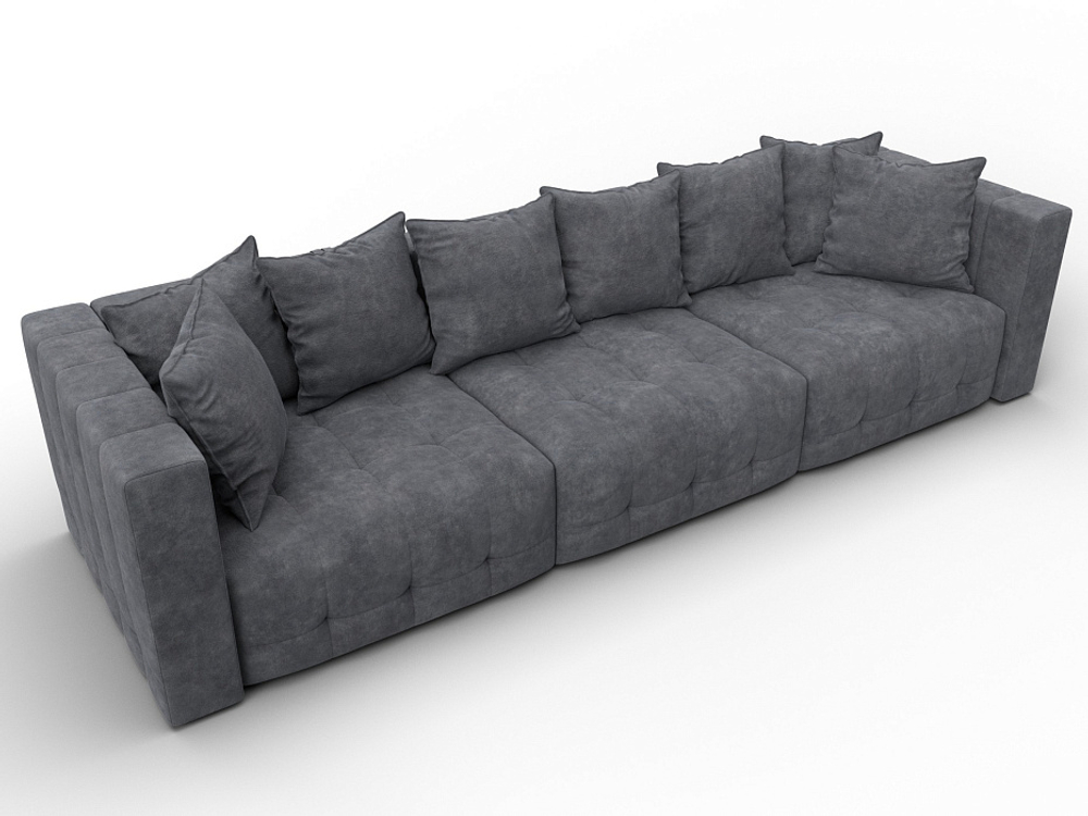 Диван прямой Лига-052 НПБ Лонг, BRUT 16 ВЕЛЮР темно-серый