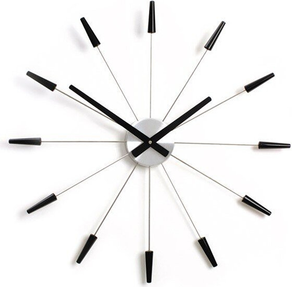 Настенные часы NeXtime Plug Inn, дерево, 60 см, чёрные