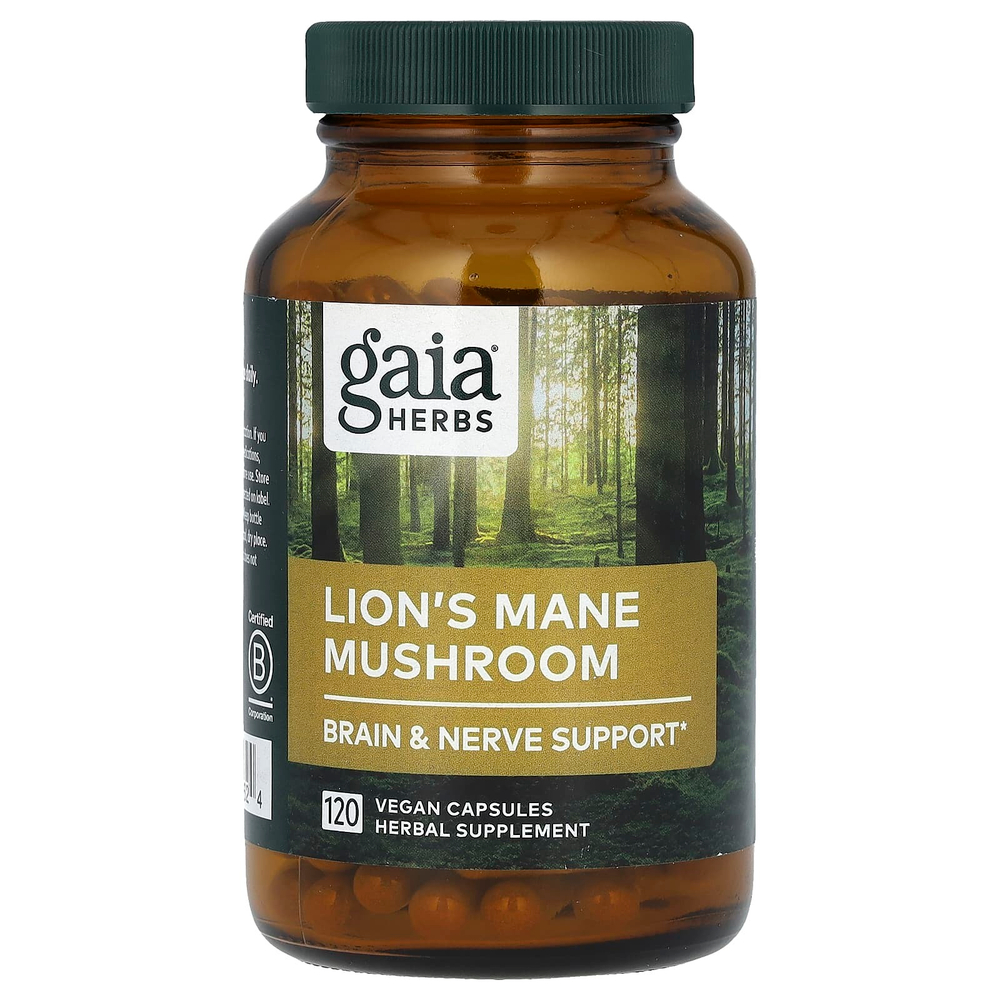 Gaia Herbs, гриб ежовик гребенчатый, 120 веганских капсул