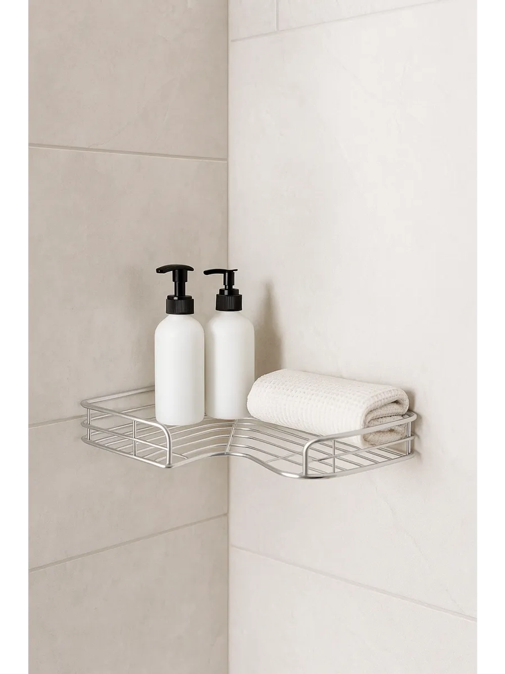 полка в ванную без сверления угловая