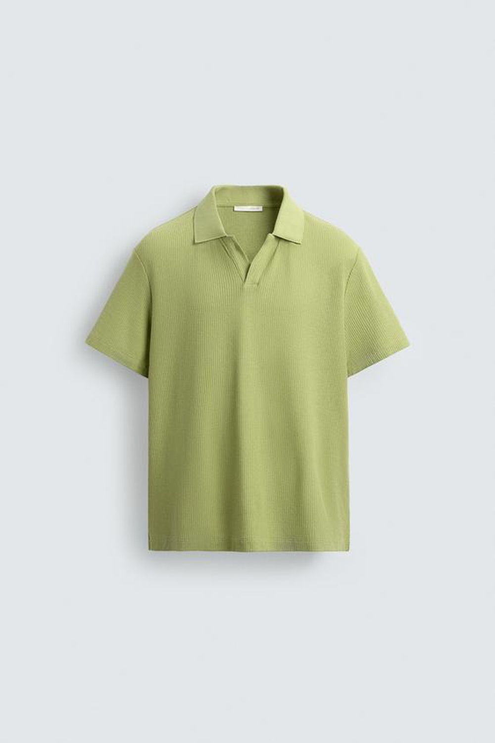ZARA ПОЛО REGULAR FIT ИЗ ХЛОПКА С РЕЛЬЕФНЫМ УЗОРОМ, ЛАЙМОВЫЙ