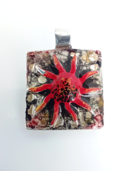 Подвеска Эстерелла с эмалью, серебро 925 пробы, родированная/Ф