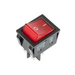 Выключатель клавишный 250В 25А (4с) вкл-выкл красный с подсветкой REXANT