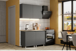 Кухонный гарнитур Den (1,2м) Графит/Дуб Сонома