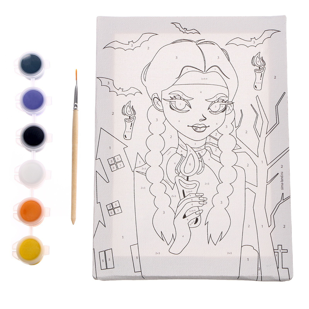 Картина по номерам для детей «Девочка с косичками», 21×15 см