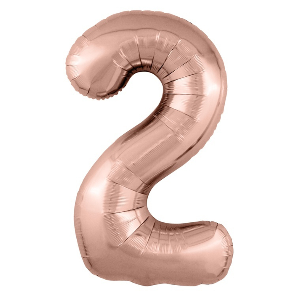 Шар ЦИФРА 2 Металлик Rose  Gold 40" 102 см