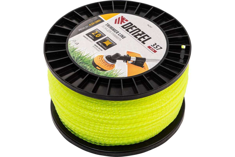 Леска FLEX CORD витой квадрат 2 мм, 357 м, на DIN катушке для триммера Denzel 96297