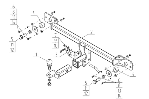 Фаркоп для Lada Vesta седан/универсал 2023-2022 Тип шара: A. Нагрузки: 1000/75 кг, VAZ-72