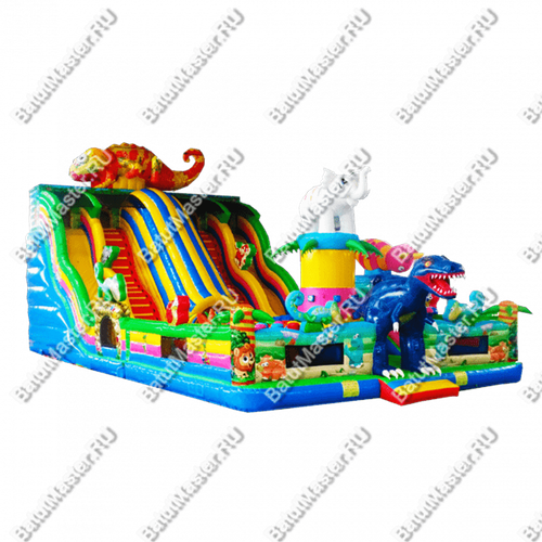 Коммерческий надувной батут «Хамелеон и динозавры» 12*6*6 м