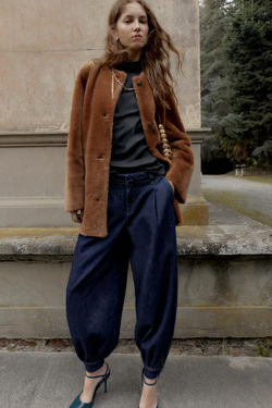 ZARA ДВУСТОРОННЕЕ ПАЛЬТО ИЗ 100% КОЖИ, КОРИЧНЕВЫЙ