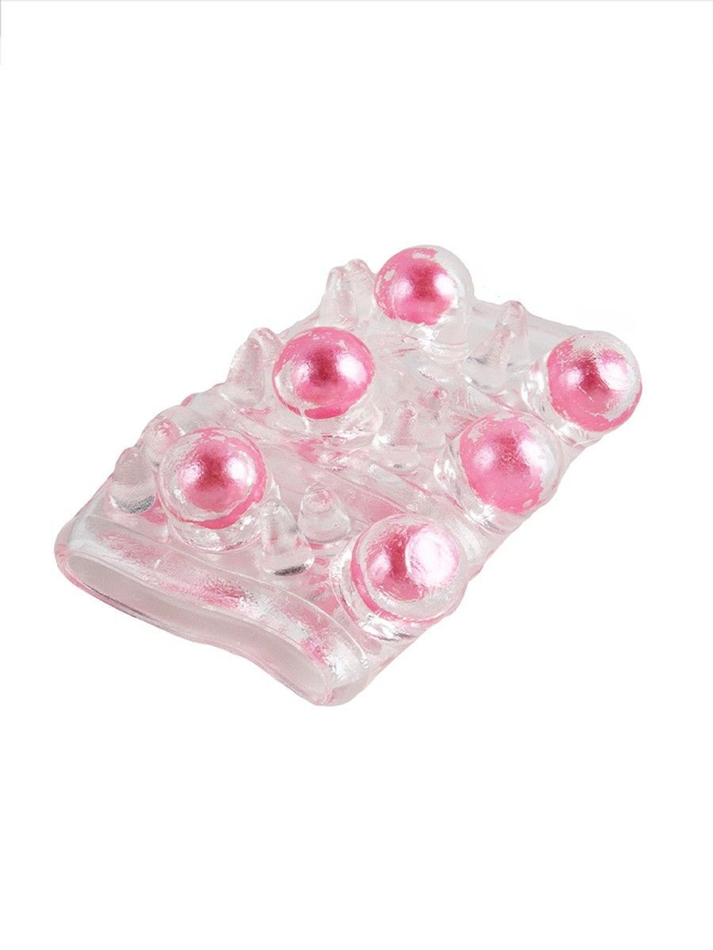 Прозрачная сквозная насадка на пенис с цветными шариками (Цвет: прозрачный)