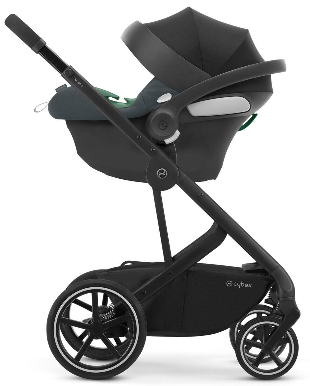 Коляска Cybex Balios S Lux BLK complete Aton B2 Steel Grey 3 в 1 Moon Black с дождевиками