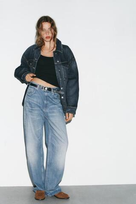 ZARA ДЖИНСЫ TRF STRAIGHT WIDE С ВЫСОКОЙ ПОСАДКОЙ, ИНДИГО