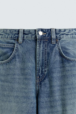 ZARA ДЖИНСЫ BALLOON FIT, ВЫЦВЕТШИЙ СИНИЙ