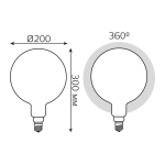 Лампа Gauss LED Filament G200 14W E27 1170 lm 4100K milky диммир. 153202214-D